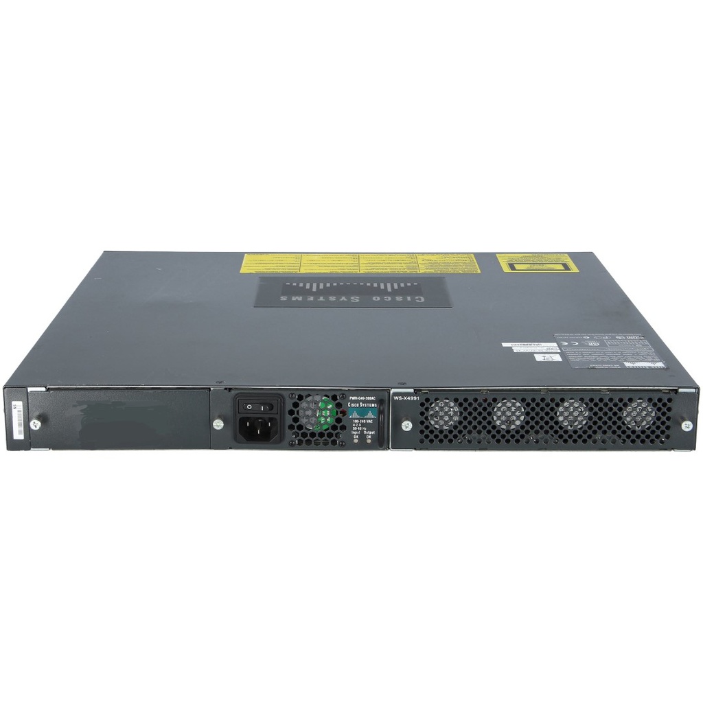 Cisco Catalyst 4948, 48 10/100/1000 ports, IP Base software image (RIP, static routes), one AC power supply, fan tray
