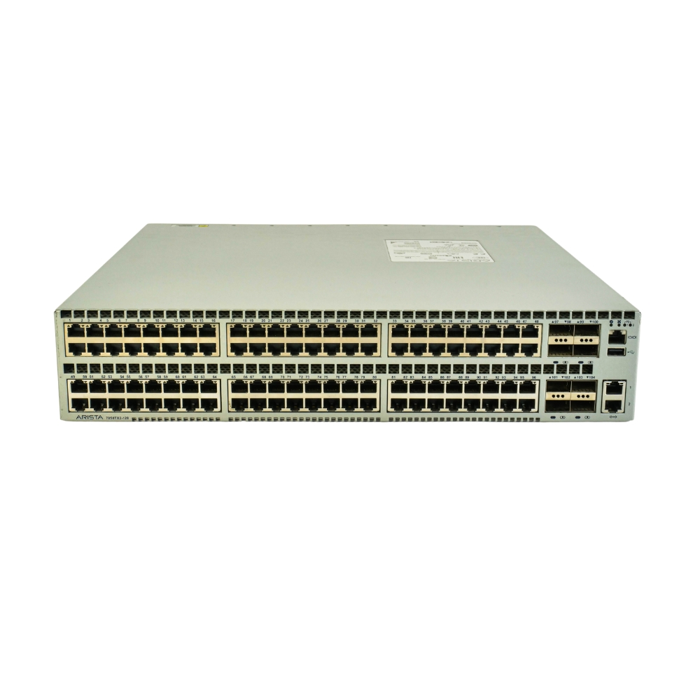 Arista 7050TX2, 96x (1/10GBASE-T) RJ-45 & 8x QSFP+ switch, front-to-rear airflow, 2x AC power supplies