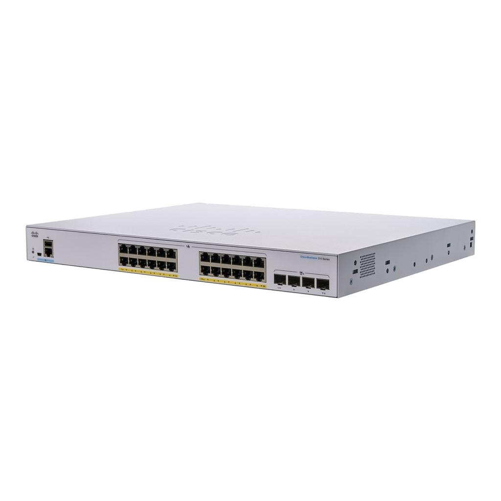 Cisco Business 250 Series CBS250-24FP-4X Smart Switch, 24-Port 10/100/1000 PoE+ with 370W power budget & 4 10 Gigabit SFP+ ports