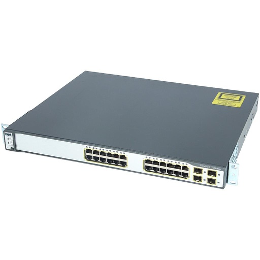 [WS-C3750G-24TS-S1U] Cisco Catalyst 3750G Stackable 24 10/100/1000Base-T Gigabit Ethernet ports & 4 SFP Uplink ports, IP Base software