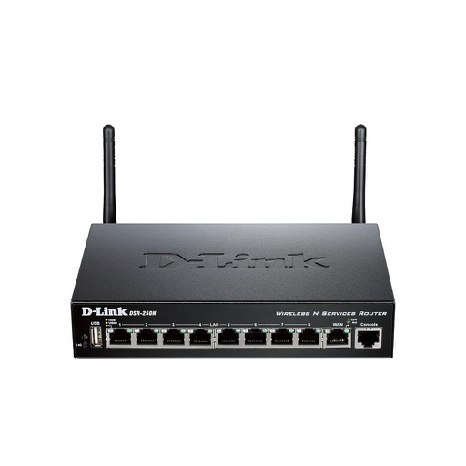 [DSR-250N] D-Link DSR-250N, 8x 100/1000 BASE-T & 1Gbps WAN, Wireless N Single-band 2.4GHz, Unified Services Router