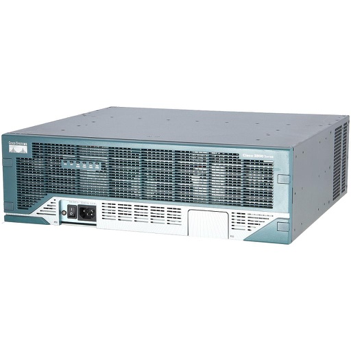 [CISCO3845] Cisco 3845 ISR with two Gigabit Ethernet fixed LAN ports, one SFP slot, four NMEs, four HWICs, two AIM slots, 4 PVDM slots Cisco IP Base software, and AC power